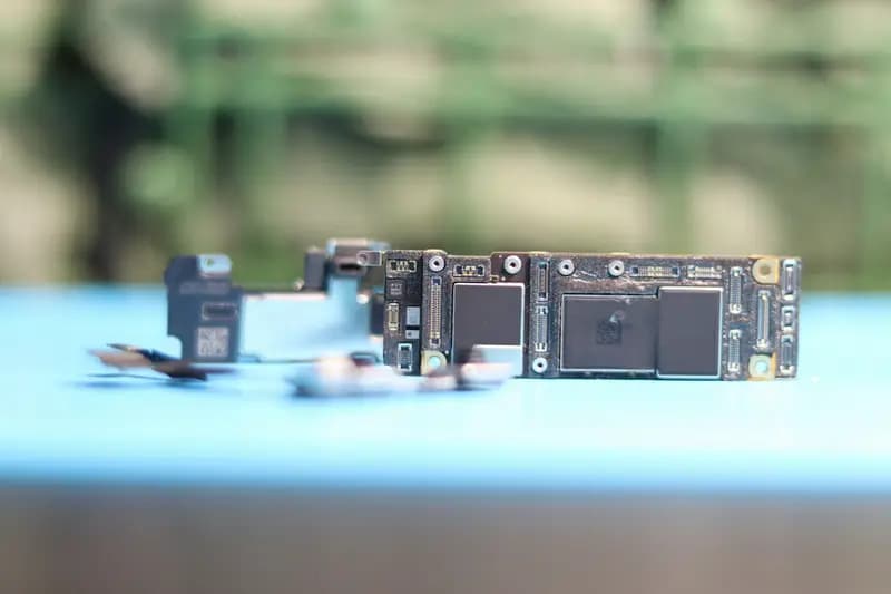 Close-up of a phone logic board