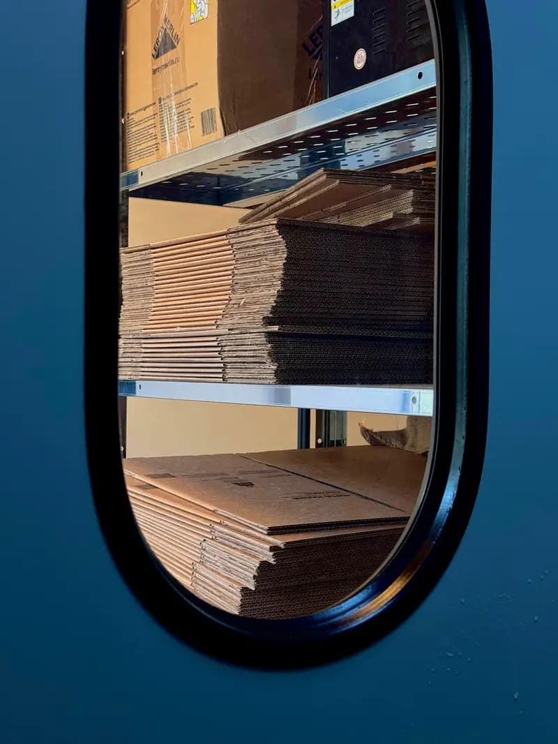 Stack of boxes on a shelf