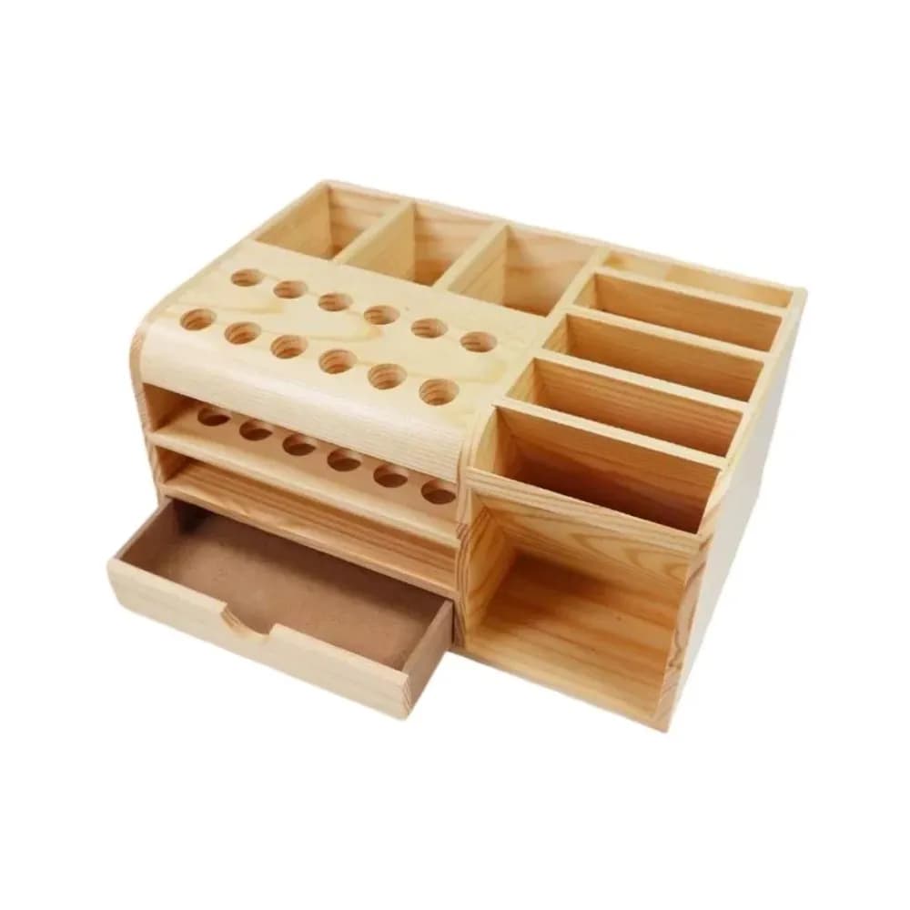 Natural Wood Multi-Functional Storage Box for Repair Tools & Components